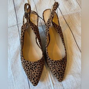 Isaac Mizrahi Size 9.5 Cheetah Print Kitten Heel Slingback Point Toe Shoes